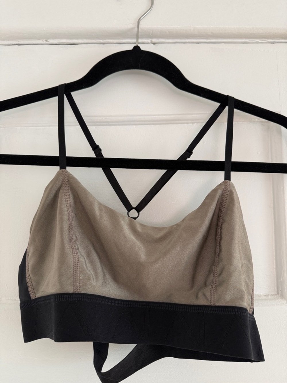 Alaia Taupe and Black Strappy Sports Bralette